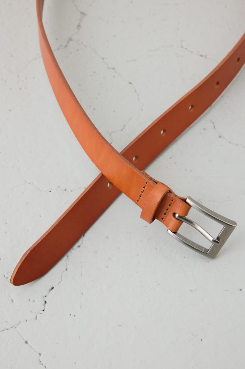 スクエアバックルレザーベルト BRN FREE