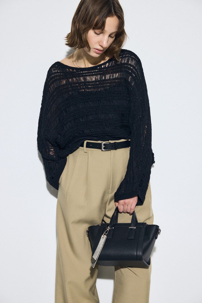 チャームセットトラペイズドバッグ BLK FREE