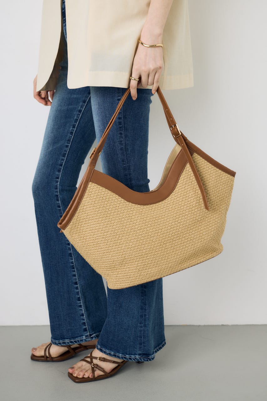 フェイクレザーパイピング雑材トートバッグ CAM FREE