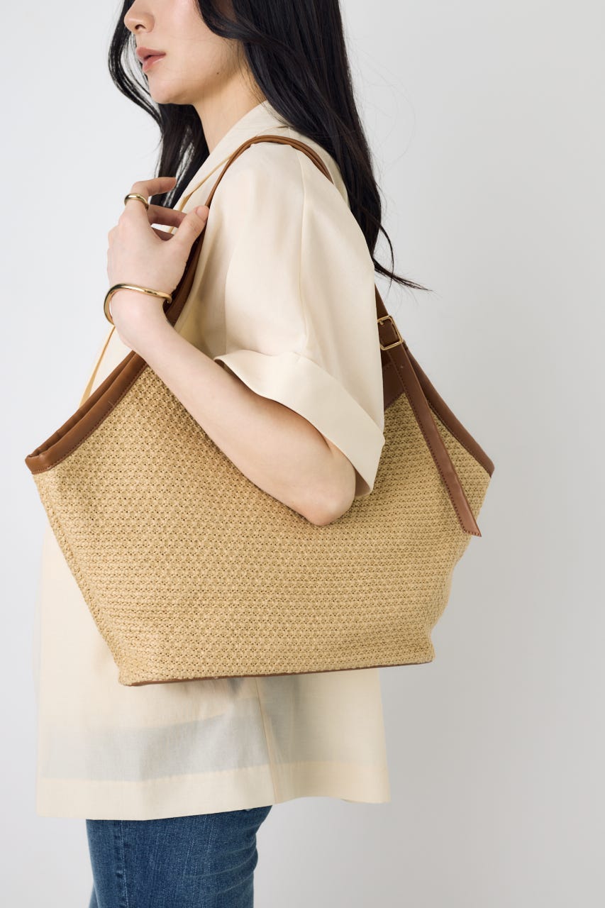 フェイクレザーパイピング雑材トートバッグ CAM FREE