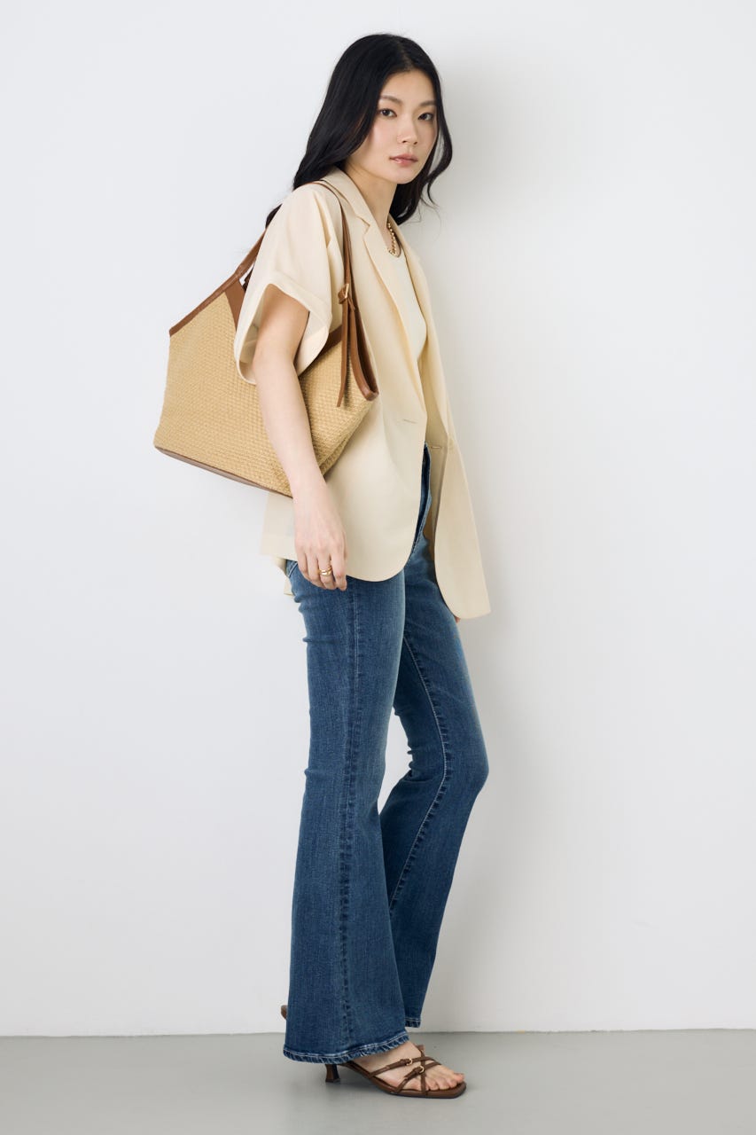 フェイクレザーパイピング雑材トートバッグ CAM FREE