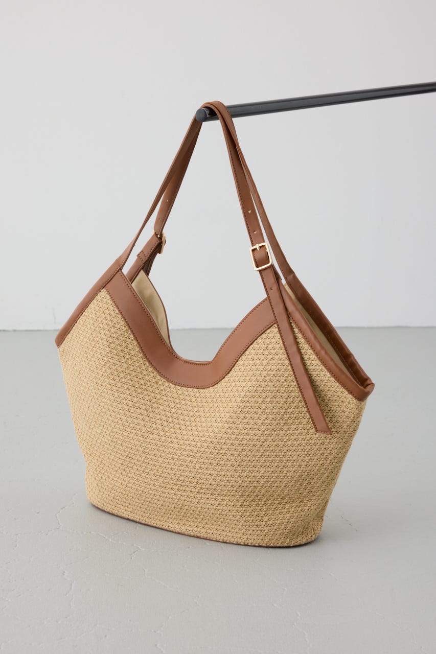 フェイクレザーパイピング雑材トートバッグ CAM FREE