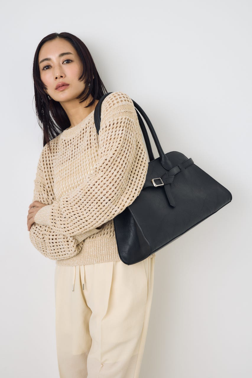 メタルパーツベルトハンドバッグ BLK FREE