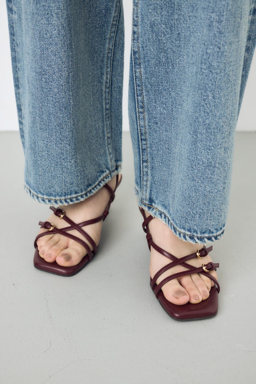 ナローストラップサンダル RED M