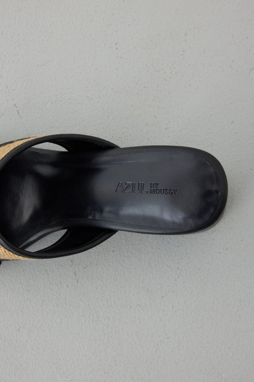 カットアウトヒールサンダル 柄BLK M