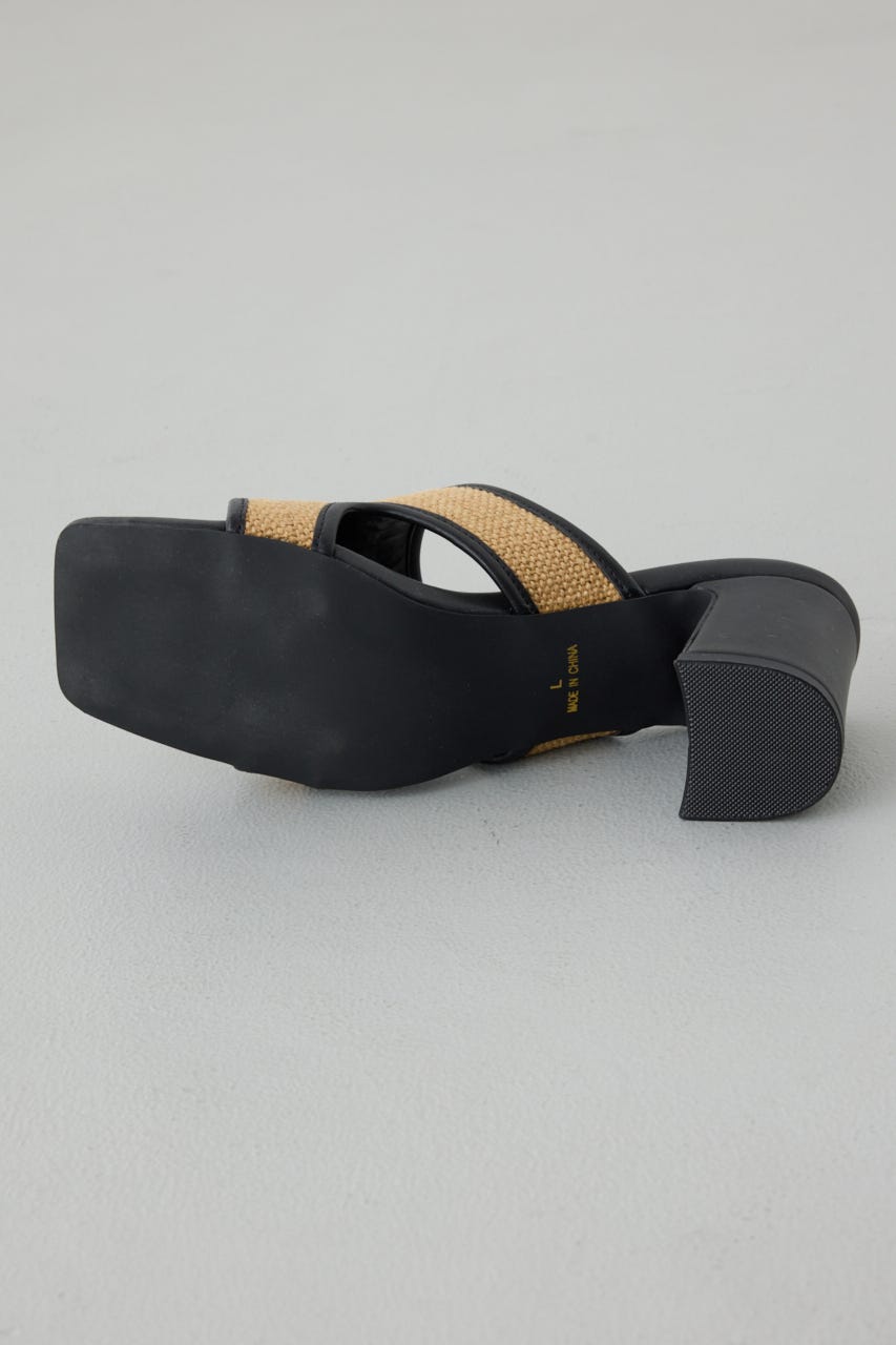 カットアウトヒールサンダル 柄BLK M