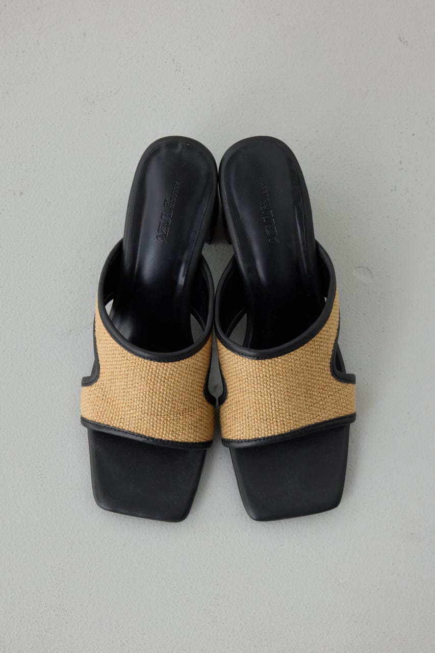 カットアウトヒールサンダル 柄BLK M