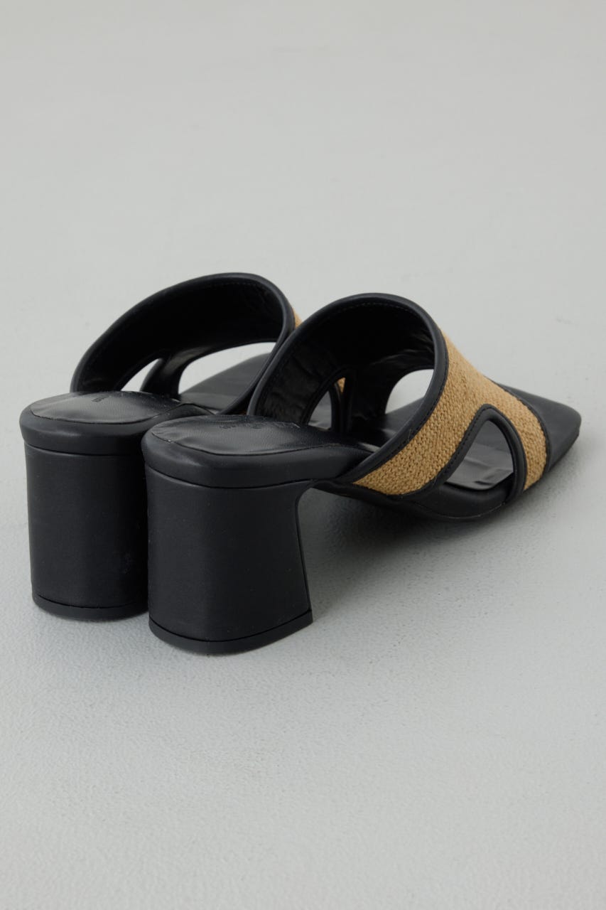 カットアウトヒールサンダル 柄BLK M