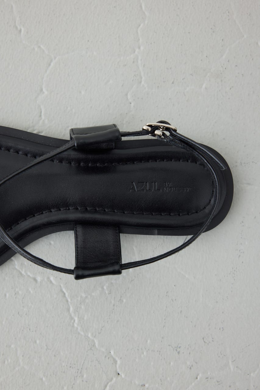 メタルパーツクロスデザインサンダル BLK L