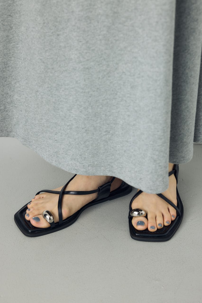 メタルパーツクロスデザインサンダル BLK L