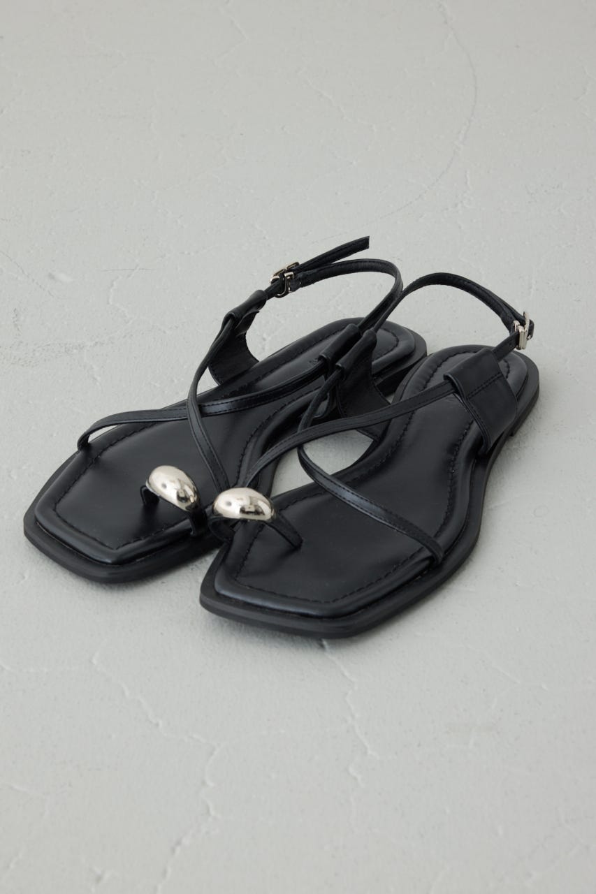 メタルパーツクロスデザインサンダル BLK L