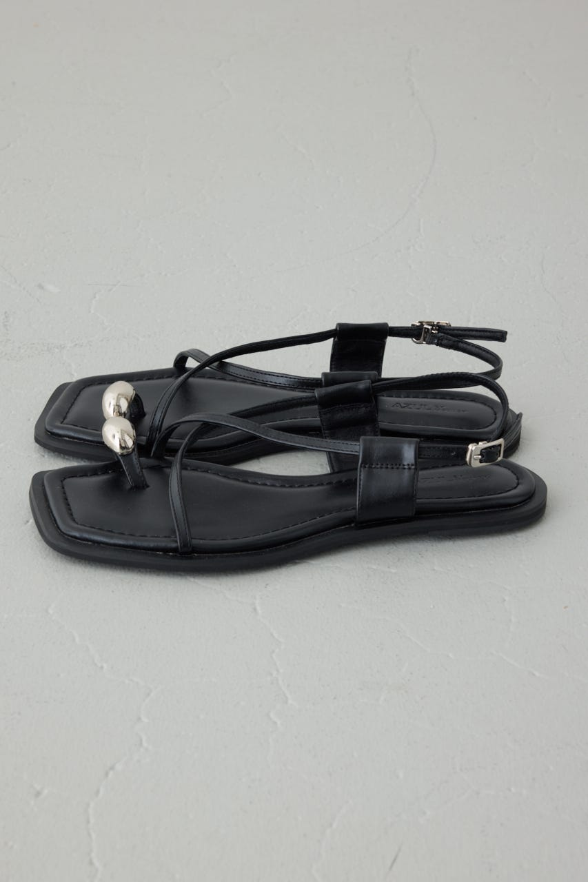 メタルパーツクロスデザインサンダル BLK L