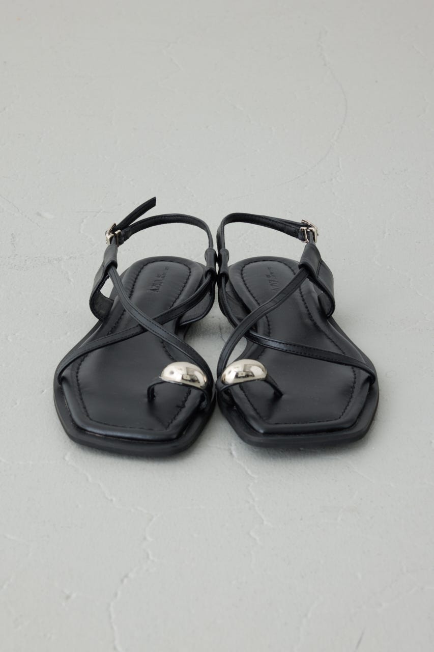 メタルパーツクロスデザインサンダル BLK L