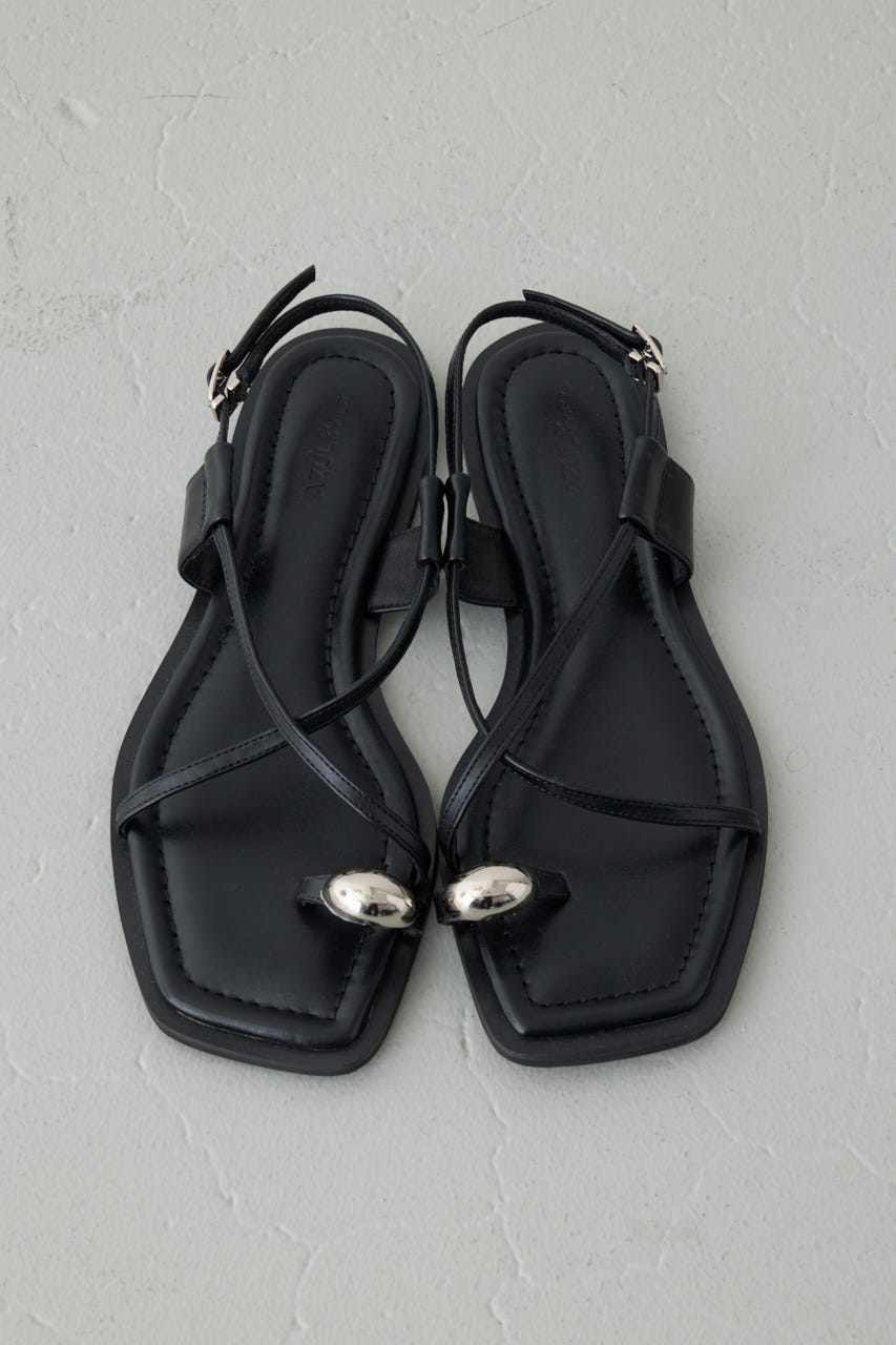 メタルパーツクロスデザインサンダル BLK L
