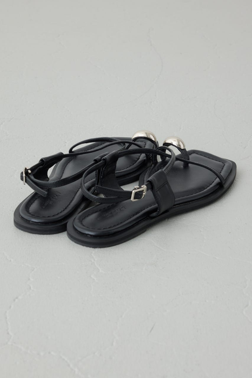 メタルパーツクロスデザインサンダル BLK L