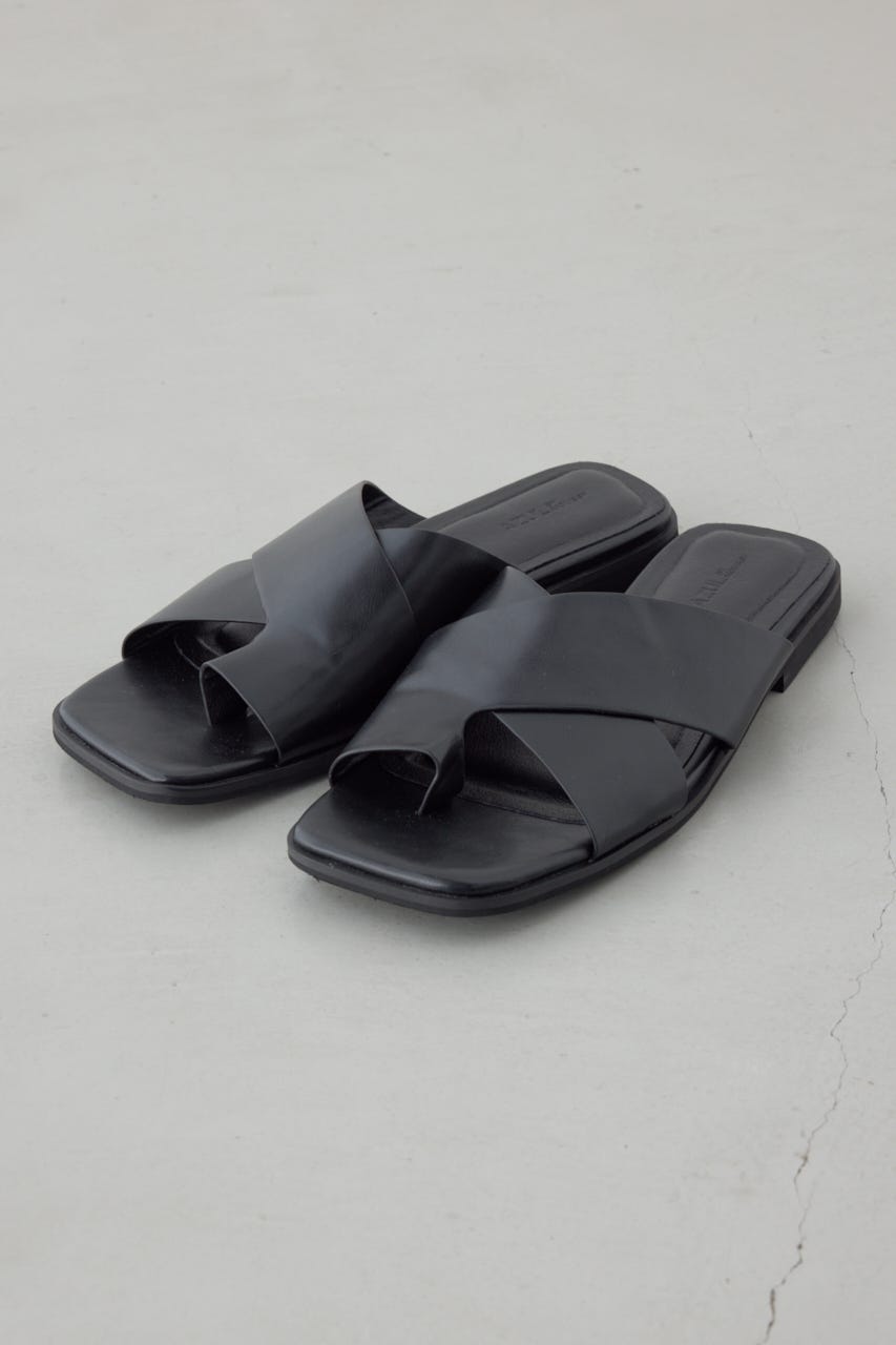 ワイドベルトフラットサンダル BLK M