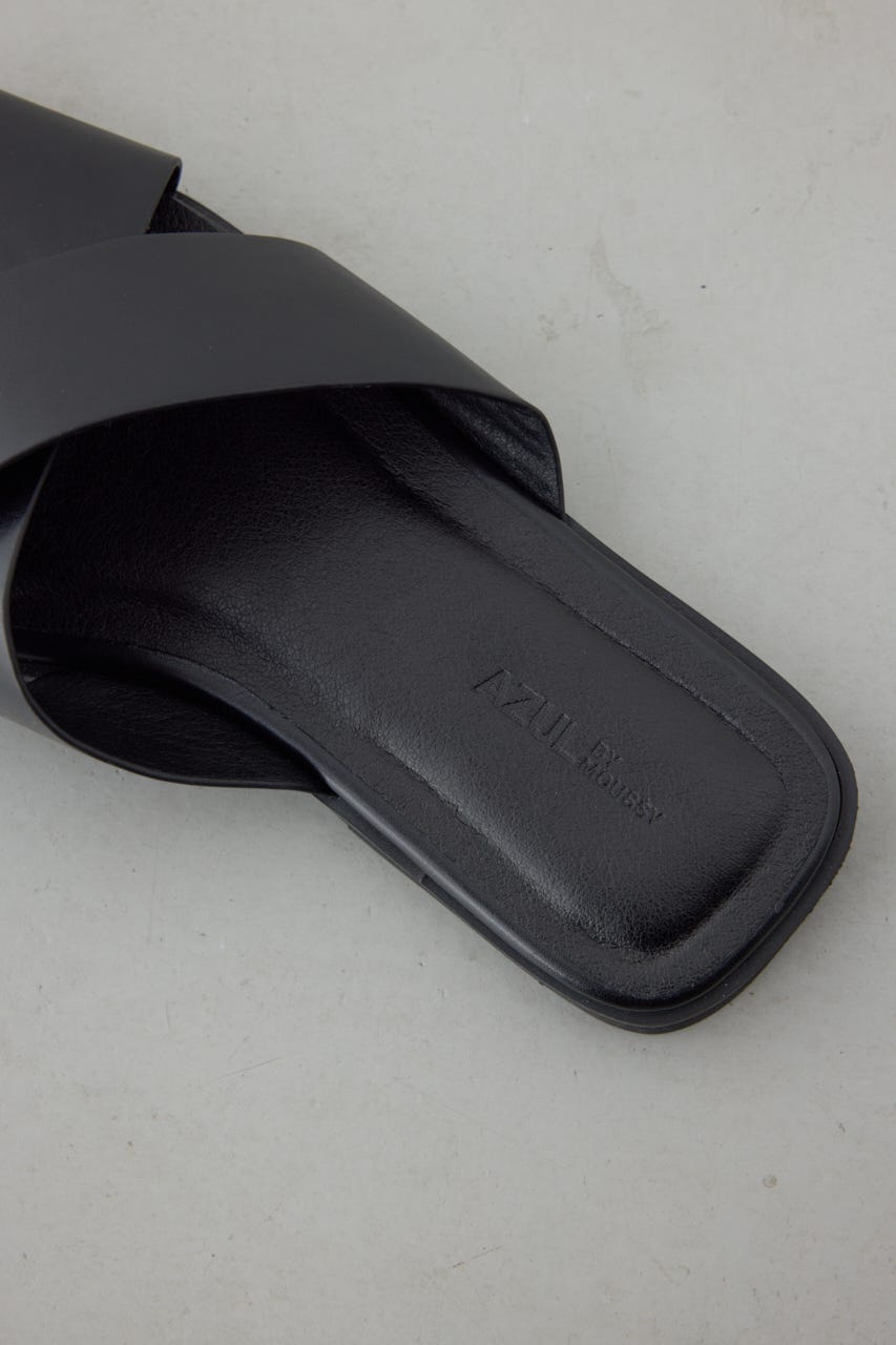 ワイドベルトフラットサンダル BLK M
