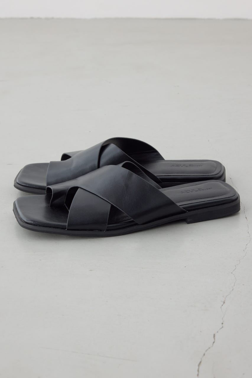 ワイドベルトフラットサンダル BLK M