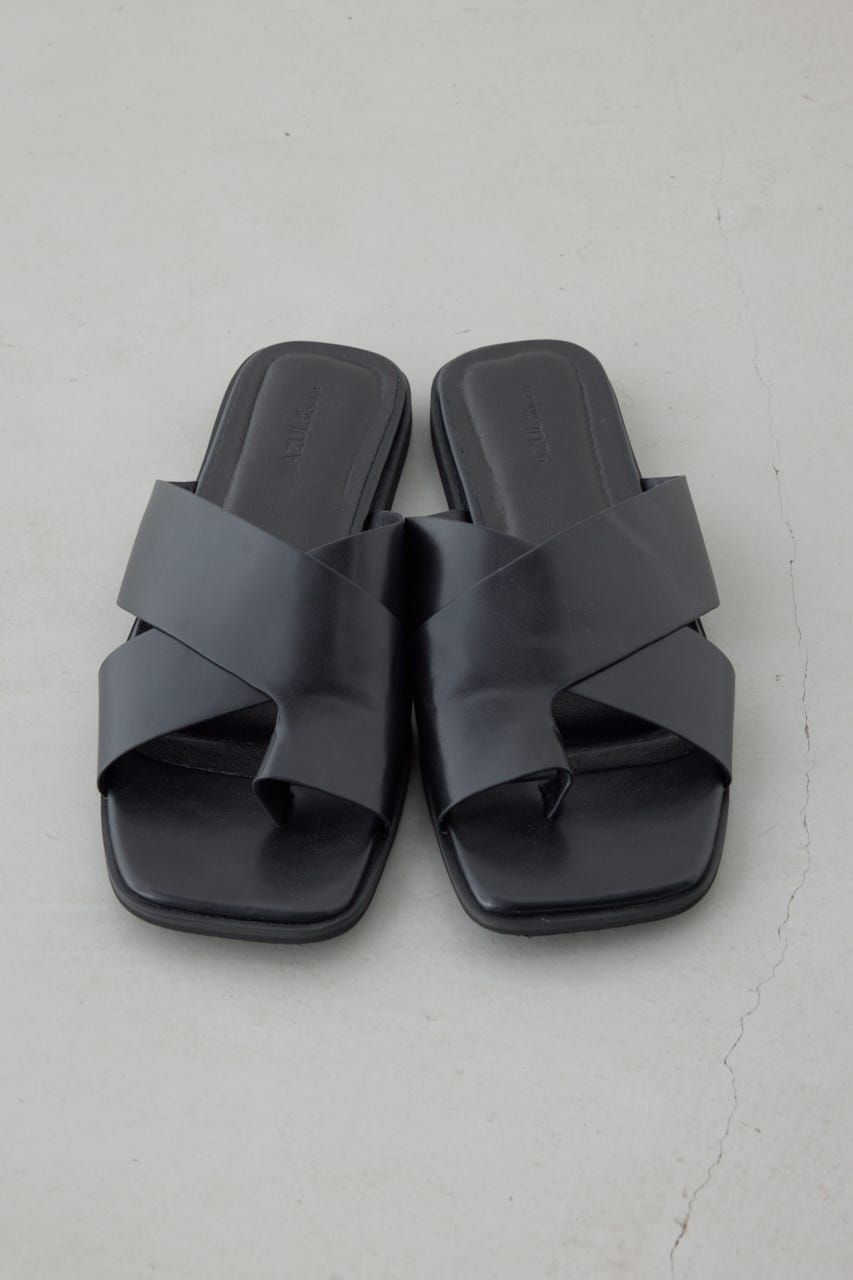 ワイドベルトフラットサンダル BLK M