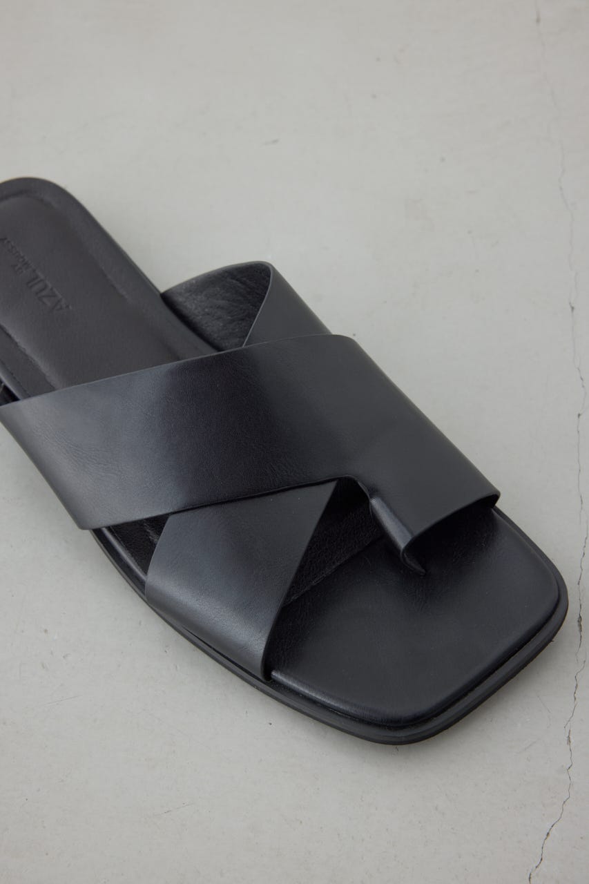 ワイドベルトフラットサンダル BLK M