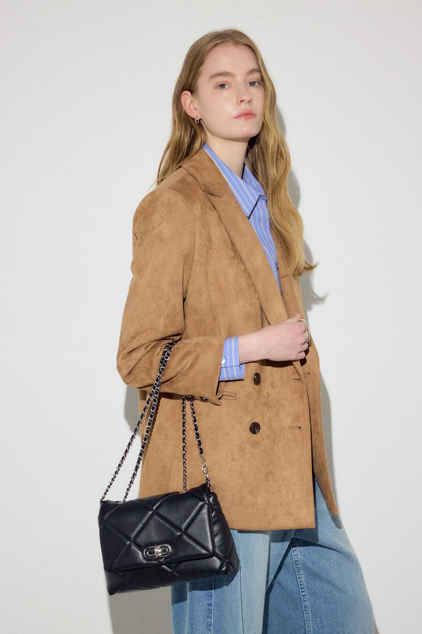 キルティングデザインフラップバッグ BLK FREE