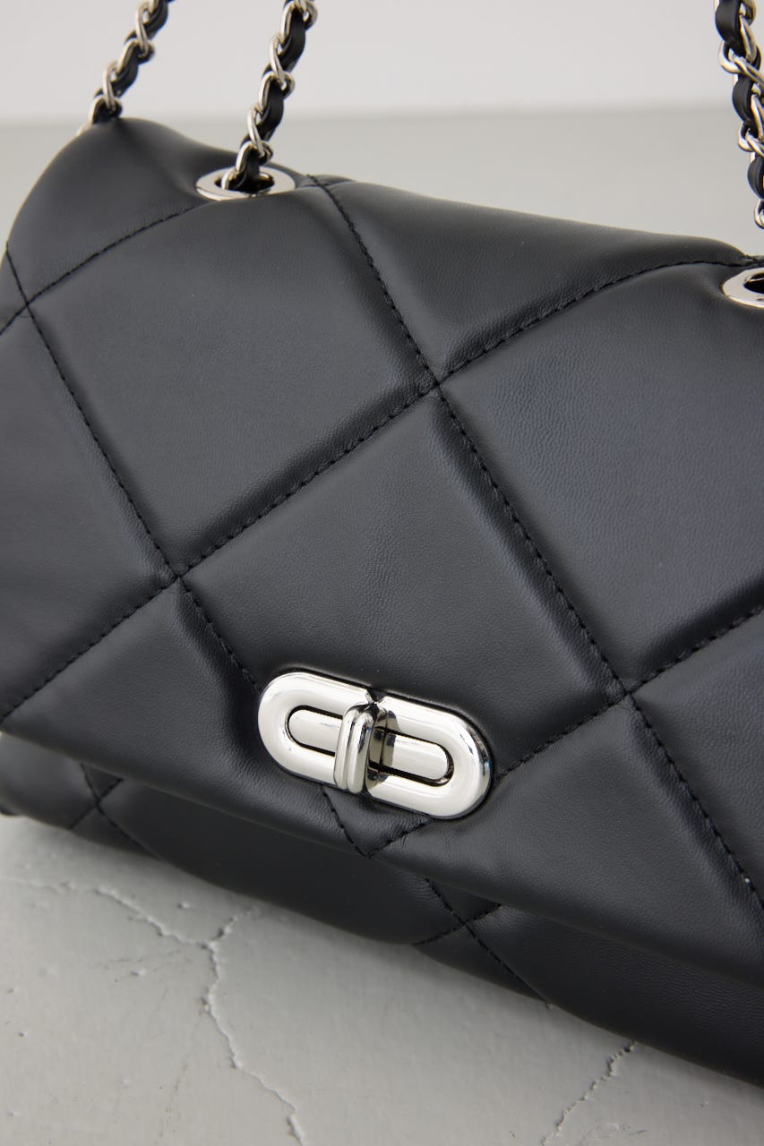 キルティングデザインフラップバッグ BLK FREE