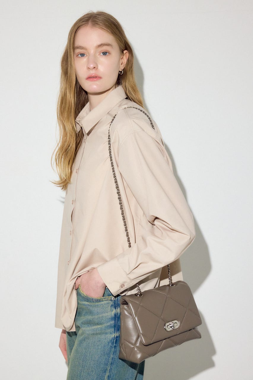 キルティングデザインフラップバッグ BRN FREE