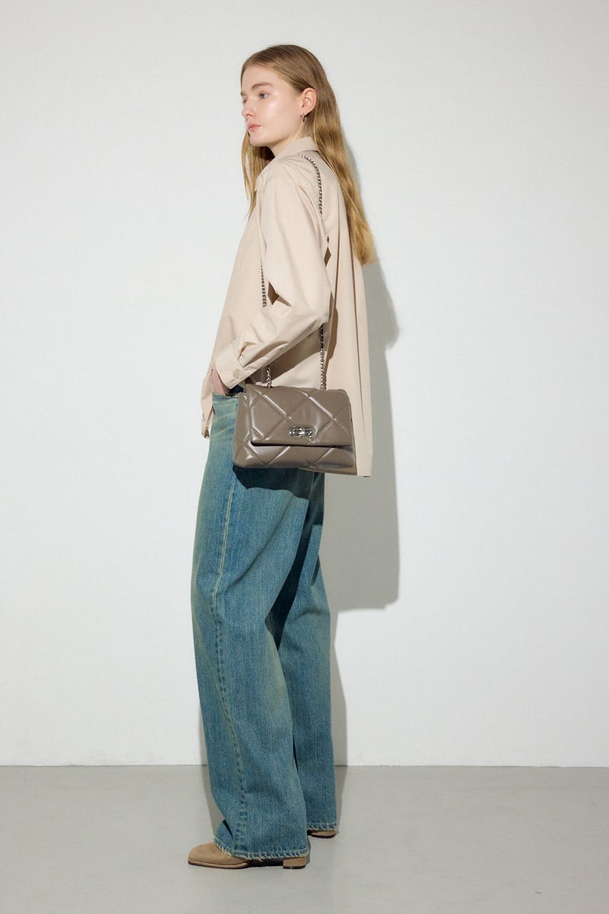 キルティングデザインフラップバッグ BRN FREE