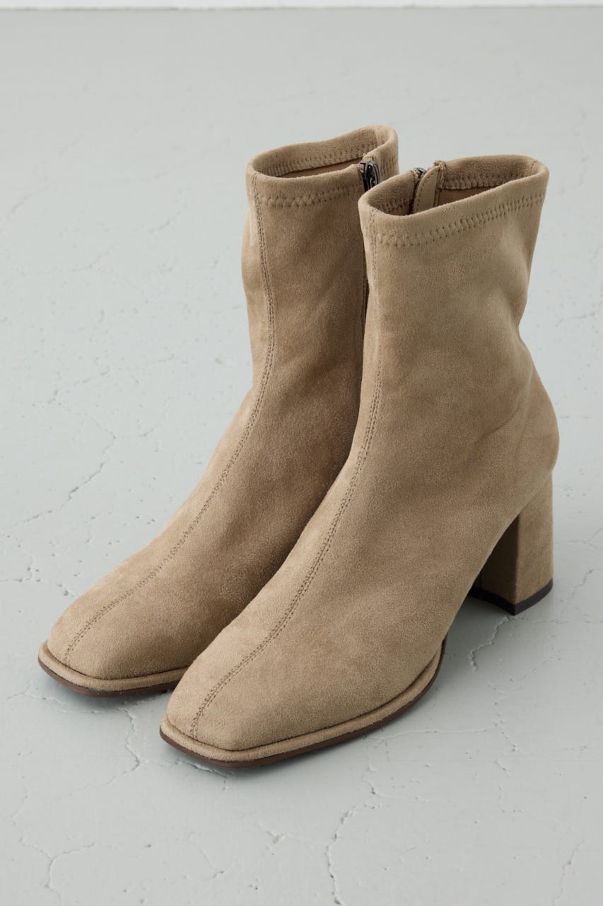 フェイクスエードショートストレッチブーツ BEG L