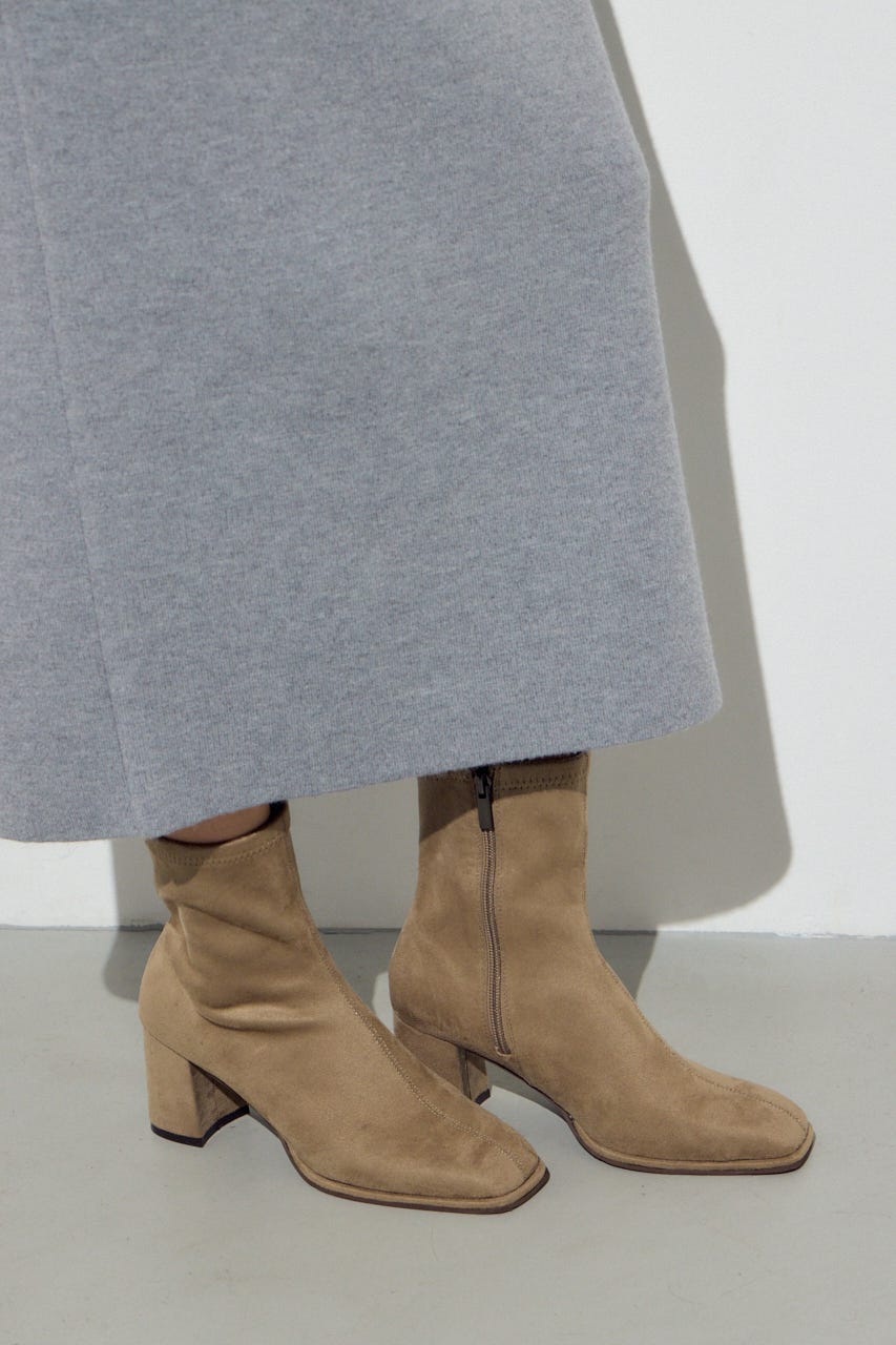 フェイクスエードショートストレッチブーツ BEG L