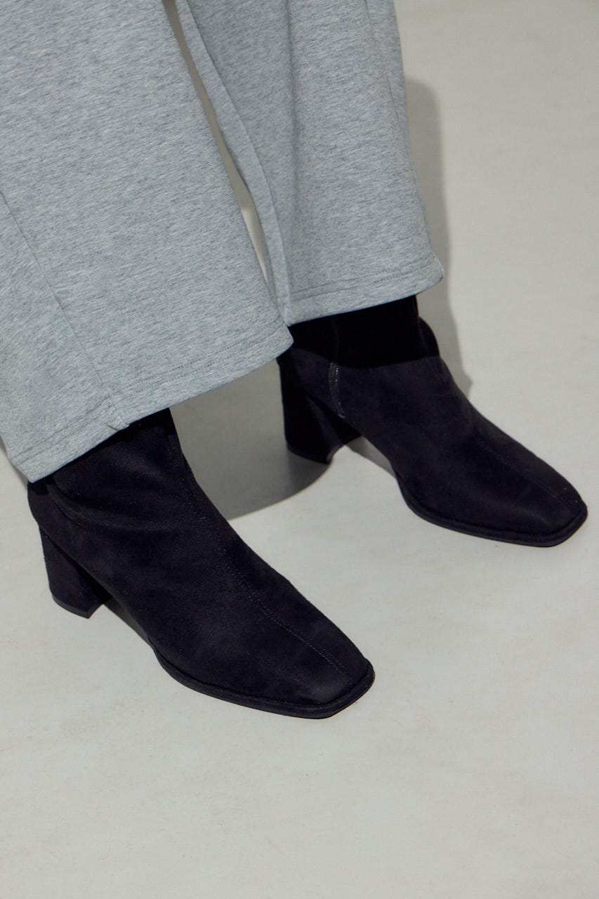 フェイクスエードショートストレッチブーツ BLK M