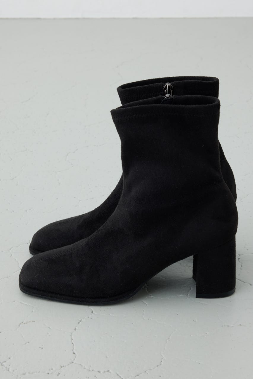 フェイクスエードショートストレッチブーツ BLK M