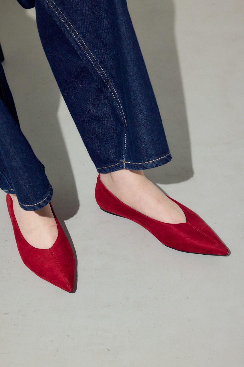 ソフトインソールローヒールパンプス RED S