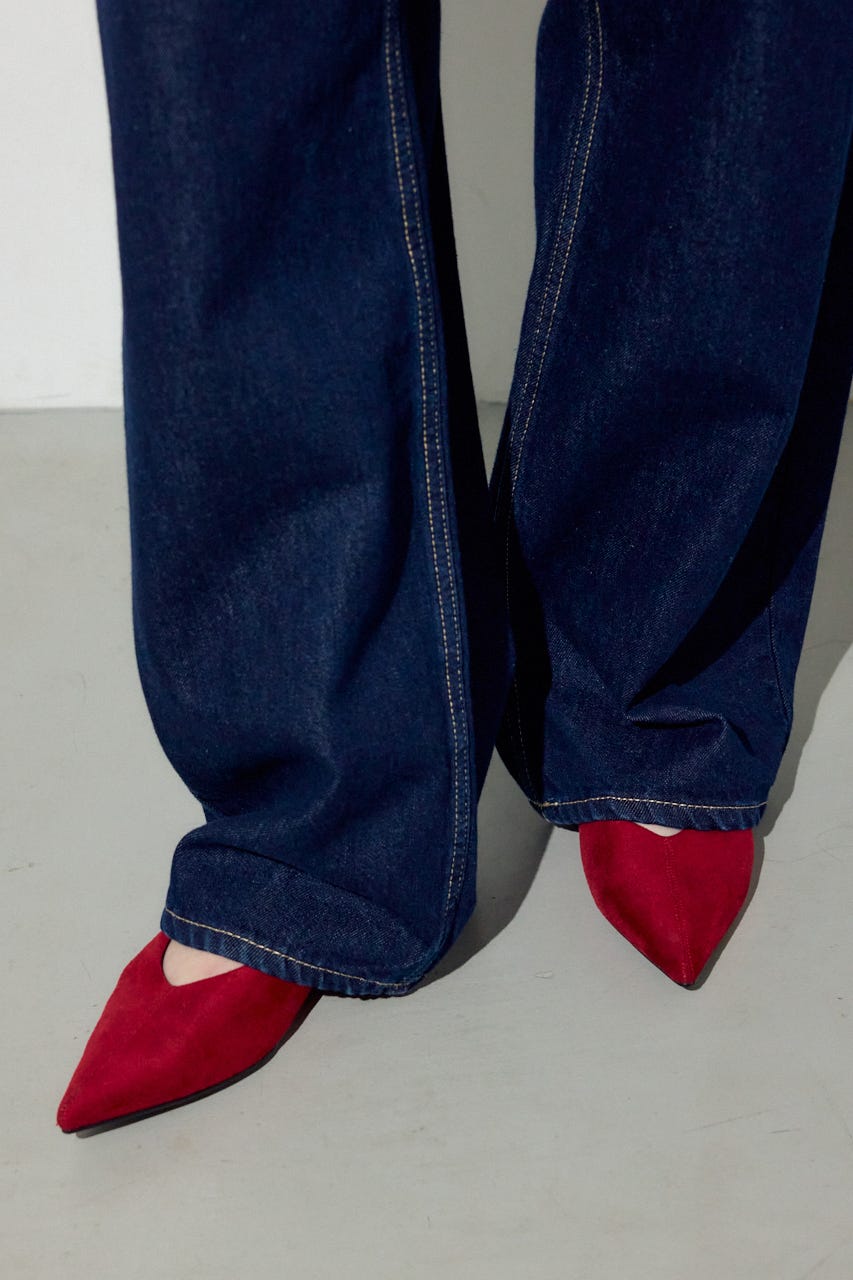 ソフトインソールローヒールパンプス RED S