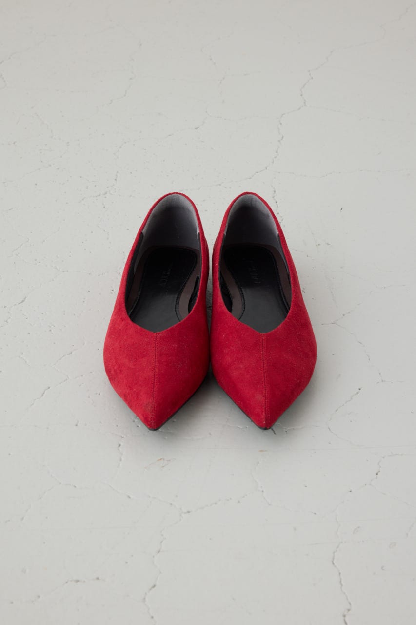ソフトインソールローヒールパンプス RED S