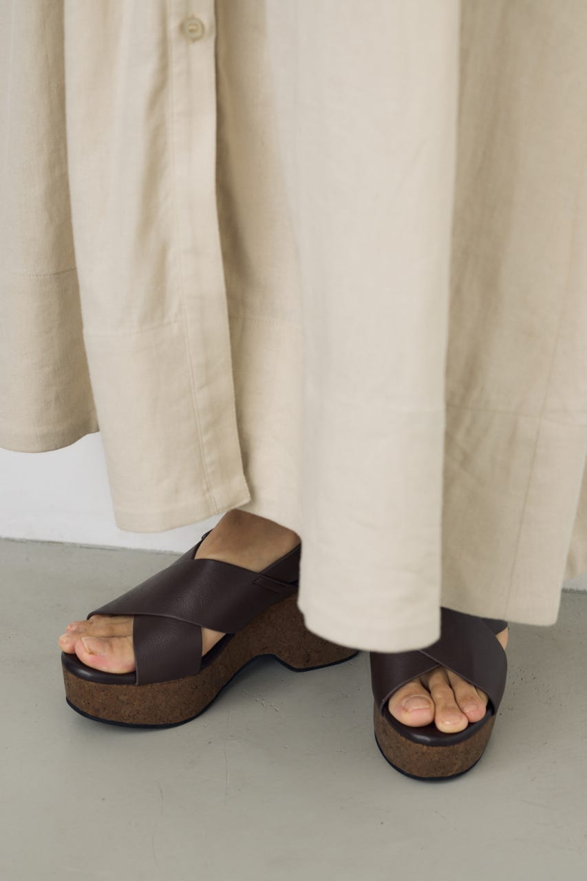 ウェッジソールサンダル BRN S