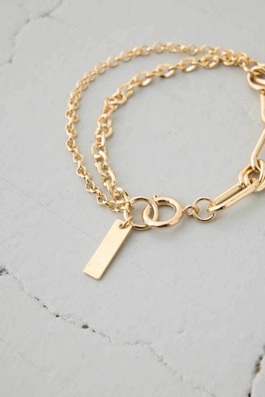 ミックスチェーンブレスレット L/GLD FREE