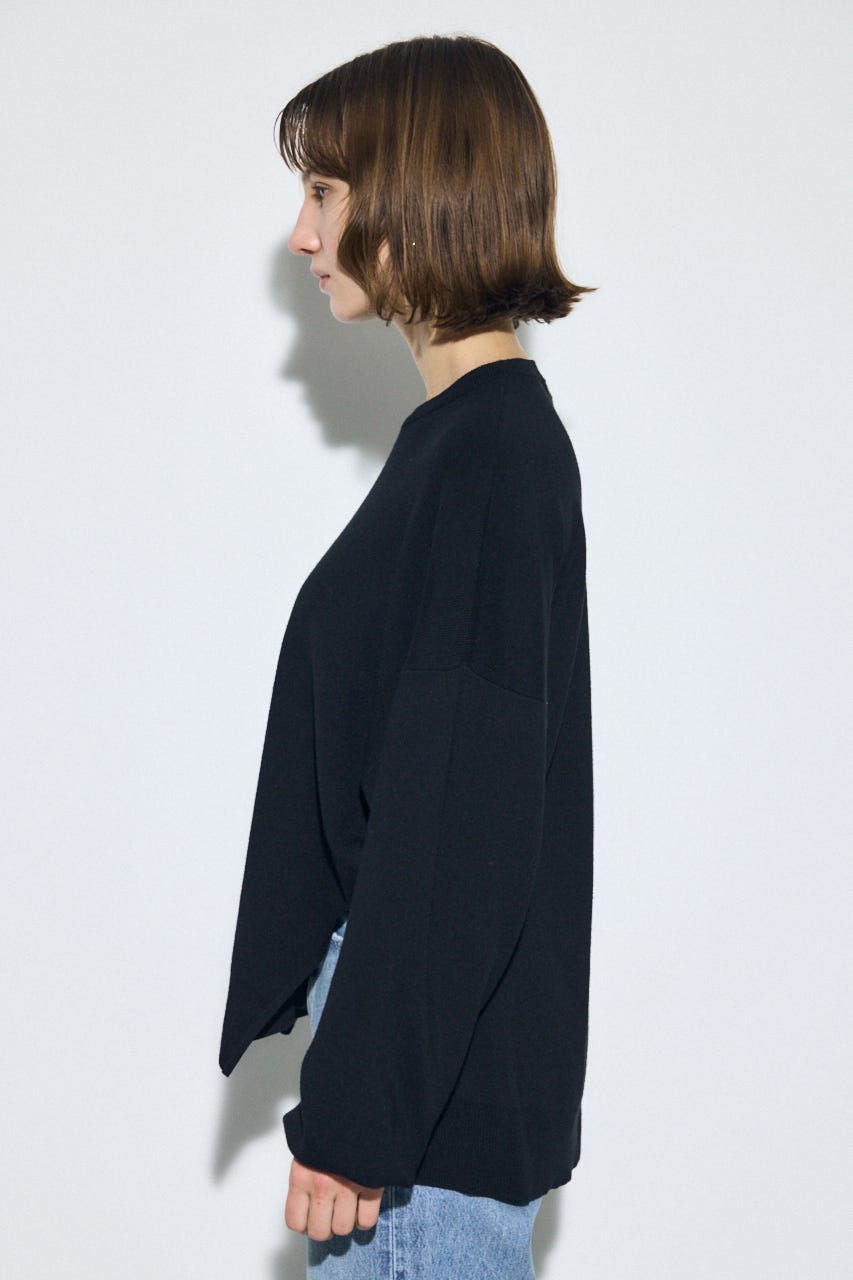 裾スリットニュアンスニットトップス BLK FREE