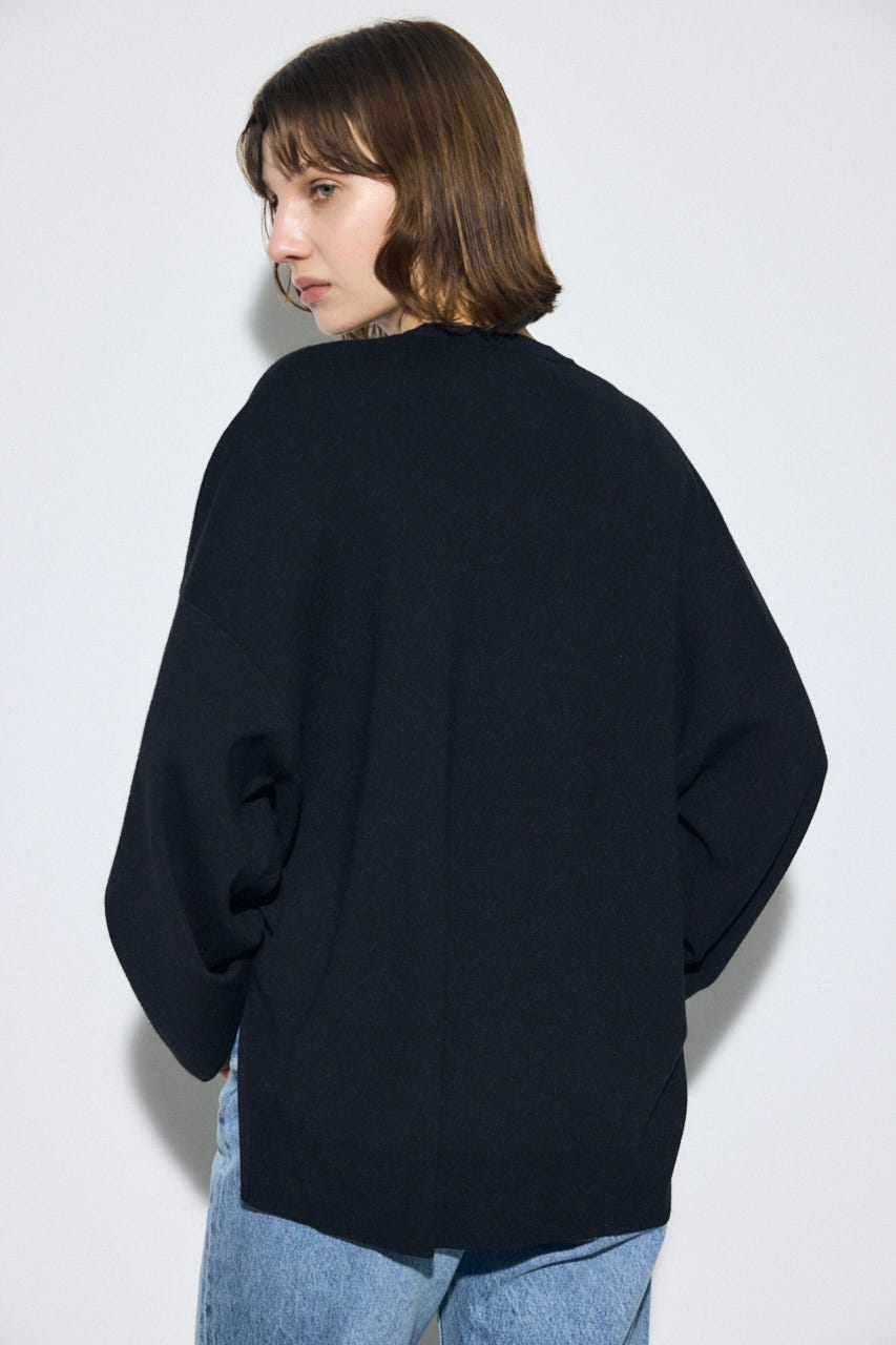 裾スリットニュアンスニットトップス BLK FREE