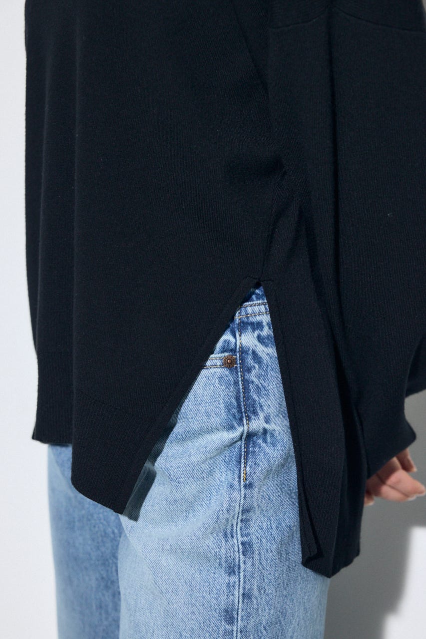 裾スリットニュアンスニットトップス BLK FREE