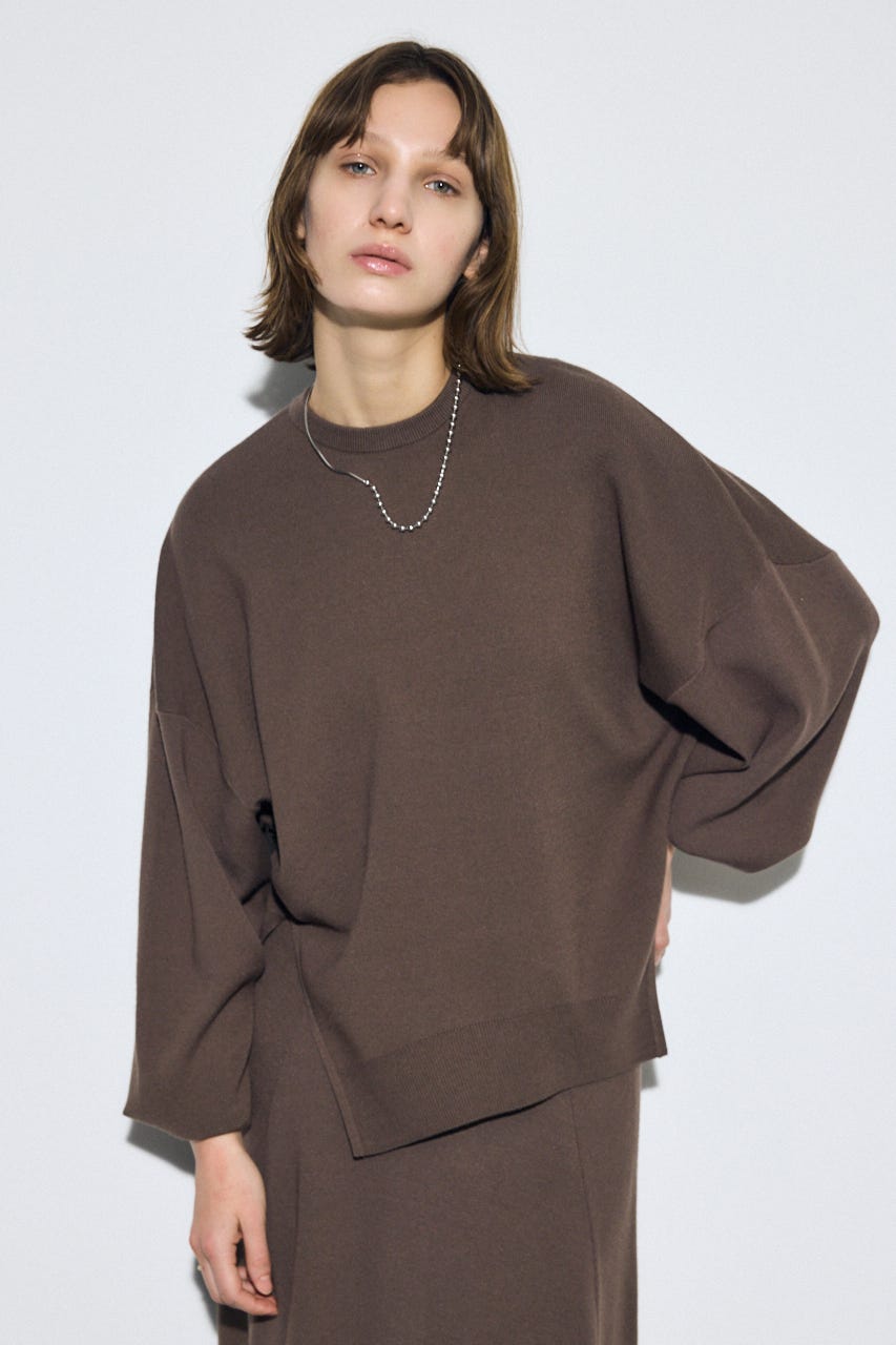 裾スリットニュアンスニットトップス BRN FREE