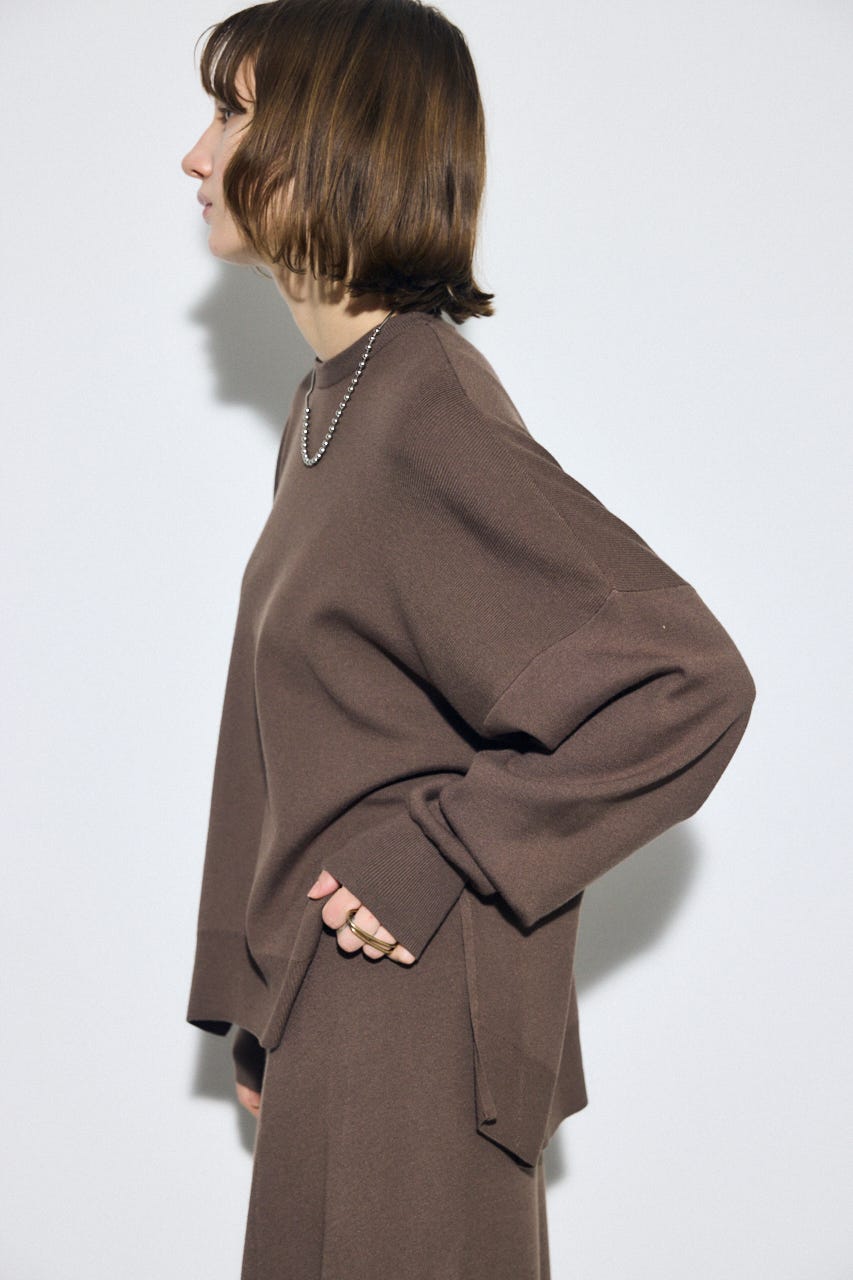 裾スリットニュアンスニットトップス BRN FREE