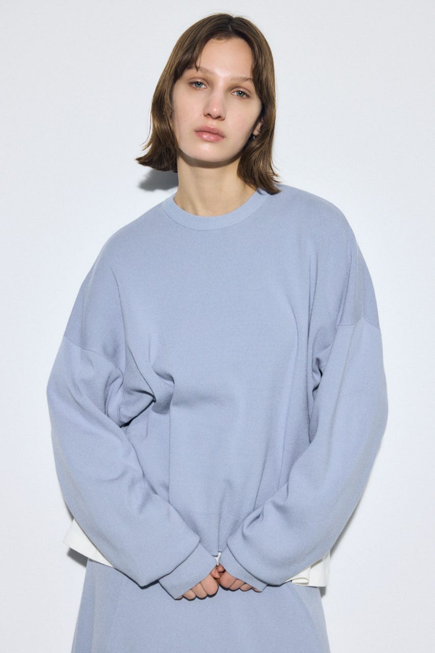 裾スリットニュアンスニットトップス L/BLU FREE