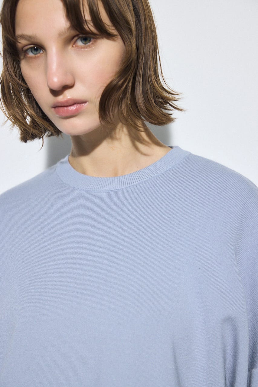 裾スリットニュアンスニットトップス L/BLU FREE