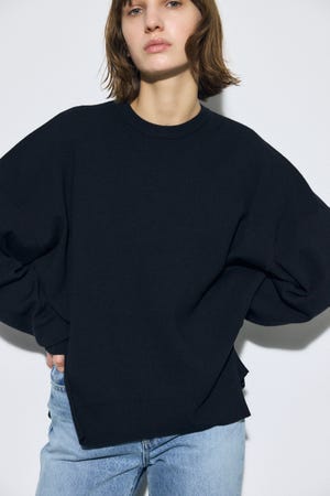 裾スリットニュアンスニットトップス