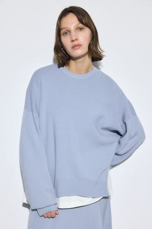 裾スリットニュアンスニットトップス