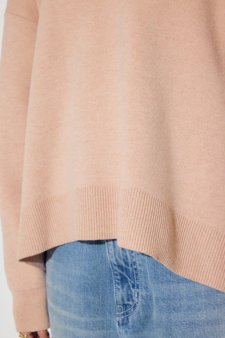 スウェットライクVネックニット L/PNK S