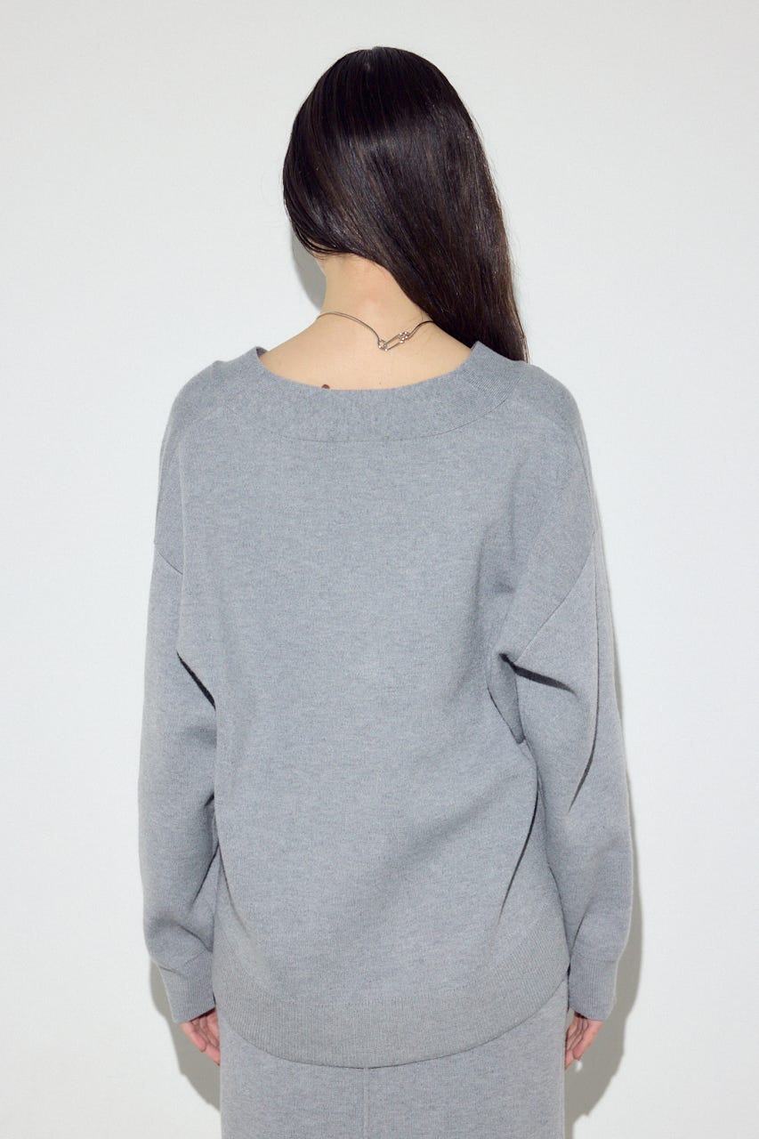 スウェットライクVネックニット T.GRY M