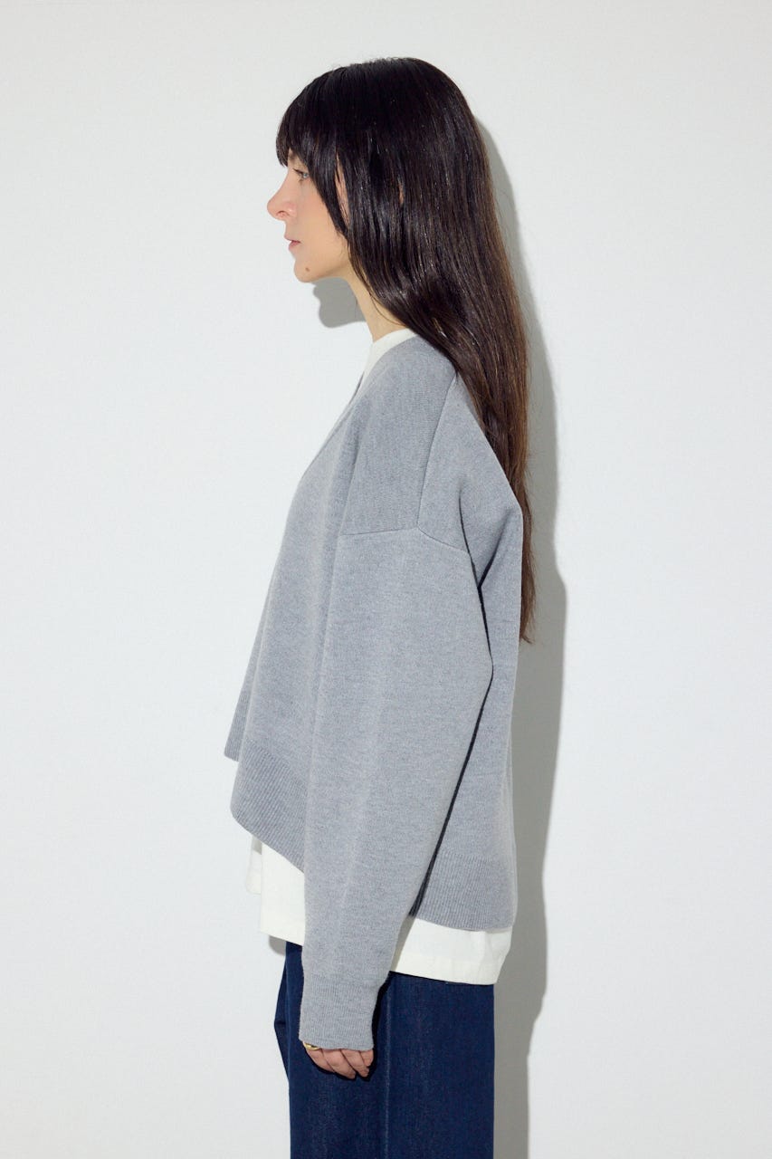 スウェットライクVネックニット T.GRY M