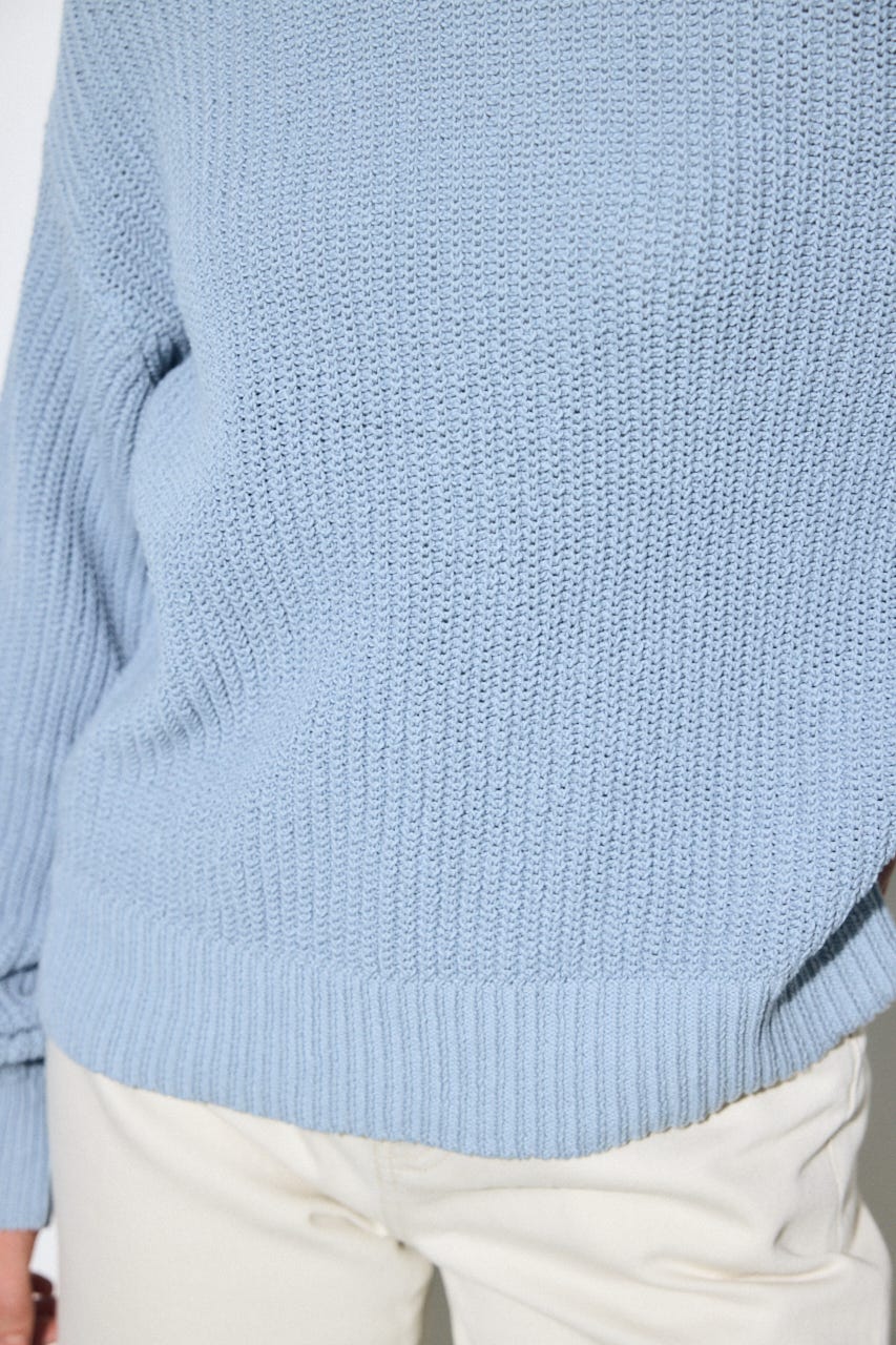 畔編みリラックスニットトップス L/BLU FREE